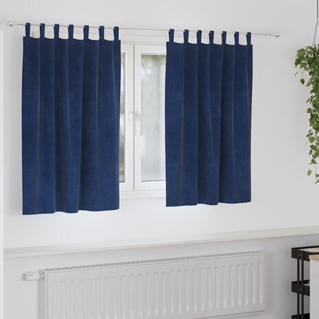 Verduisterende gordijnen 2 pcs Donkerblauw 140 x 140 cm Fluweel 1