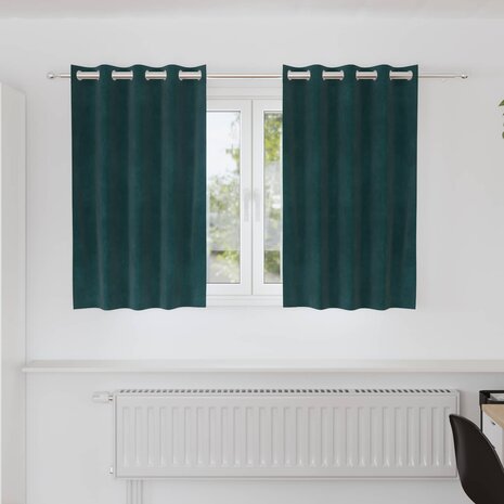 Verduisterende gordijnen 2 pcs Donkergroen 140 x 140 cm Fluweel 1