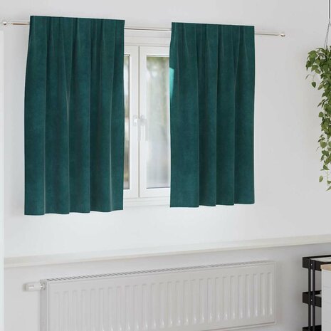 Verduisterende gordijnen 2 pcs Donkergroen 140 x 140 cm Fluweel 1