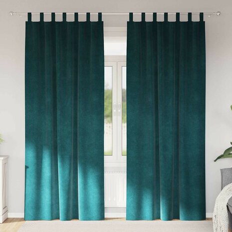 Verduisterende gordijnen 2 pcs Donkergroen 140 x 225 cm Fluweel 1