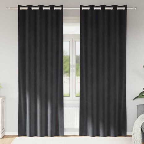Verduisterende gordijnen 2 pcs Donkergrijs 140 x 225 cm Fluweel 1