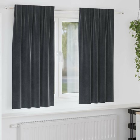 Verduisterende gordijnen 2 pcs Donkergrijs 140 x 175 cm Fluweel 1