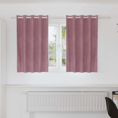 Verduisterende gordijnen 2 pcs Donkerroze 140 x 140 cm Fluweel 1