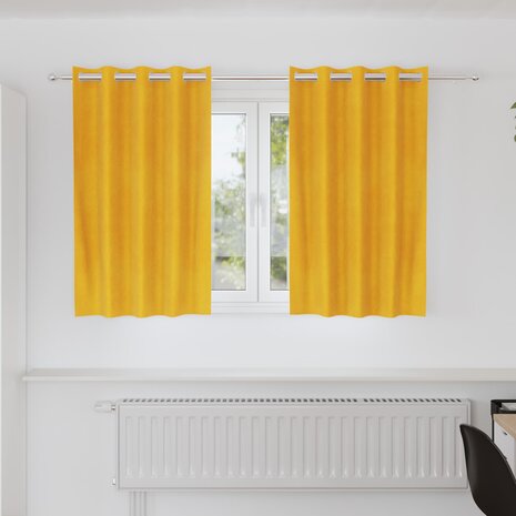 Verduisterende gordijnen 2 pcs Mosterdgeel 140 x 140 cm Fluweel 1