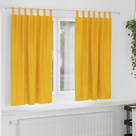 Verduisterende gordijnen 2 pcs Mosterdgeel 140 x 175 cm Fluweel 1