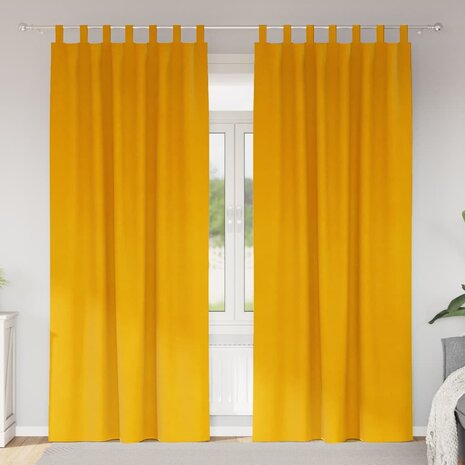Verduisterende gordijnen 2 pcs Mosterdgeel 140 x 260 cm Fluweel 1