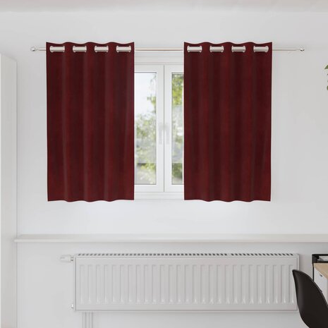 Verduisterende gordijnen 2 pcs Wijnrood 140 x 140 cm Fluweel 1