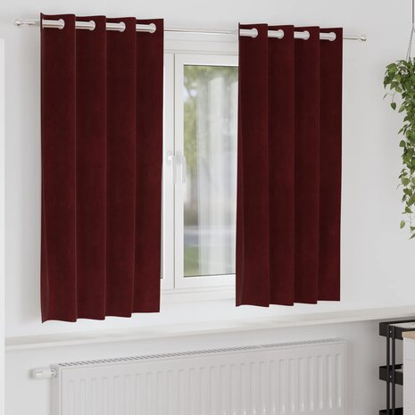 Verduisterende gordijnen 2 pcs Wijnrood 140 x 175 cm Fluweel 1
