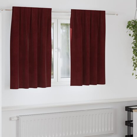 Verduisterende gordijnen 2 pcs Wijnrood 140 x 140 cm Fluweel 1