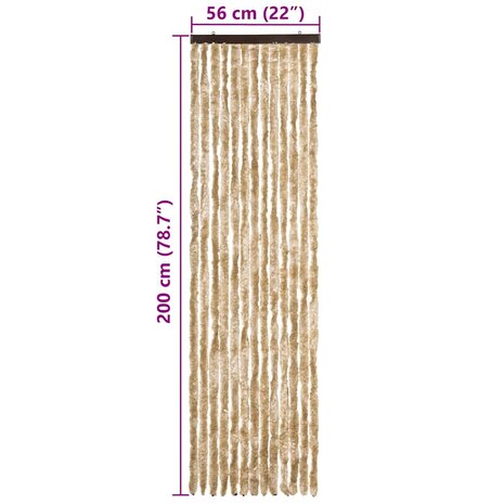 Vliegengordijn 56x200 cm chenille beige 7