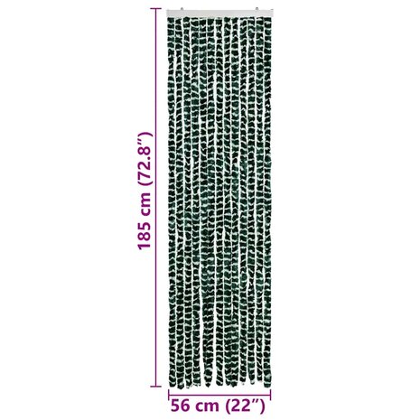 Vliegengordijn 56x185 cm chenille groen en wit 7