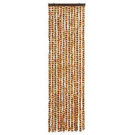 Vliegengordijn 56x185 cm chenille oker en wit 3