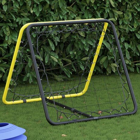 Voetbal rebounder dubbelzijdig verstelbaar staal geel en zwart 1
