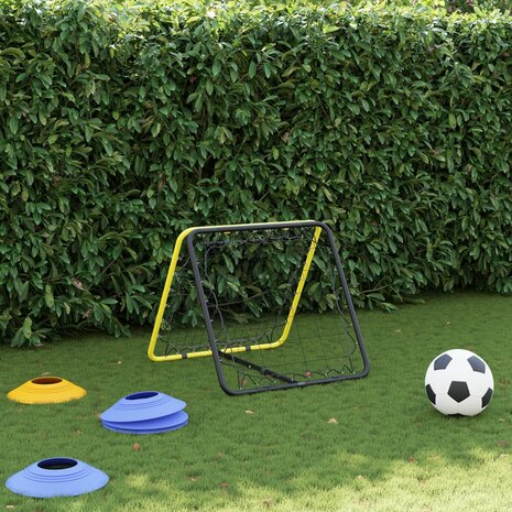 Voetbal rebounder dubbelzijdig verstelbaar staal geel en zwart 3
