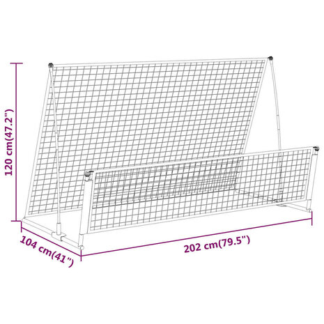 Voetbal rebounder/voetbaldoel 2-in-1 202x104x120 cm staal 6