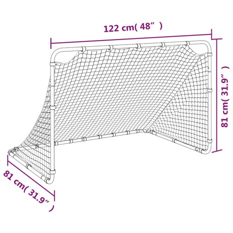 Voetbaldoel Wit 122x81x81 cm Staal 8