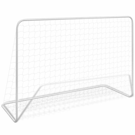 Voetbaldoel met net 182x61x122 cm staal wit 1
