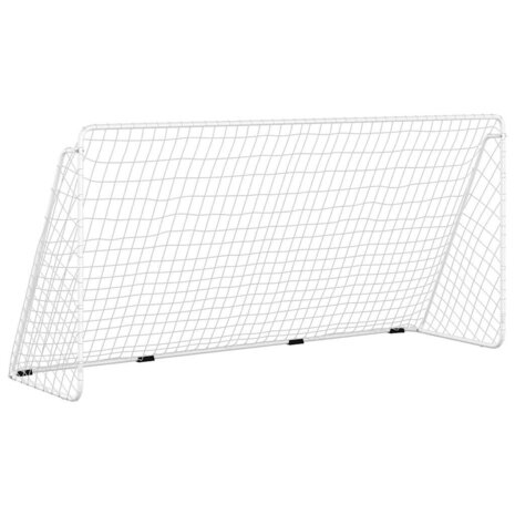 Voetbaldoel met net 366x122x182 cm staal wit 2