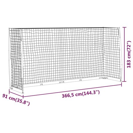Voetbaldoel 366,5x91x183 cm staal 6
