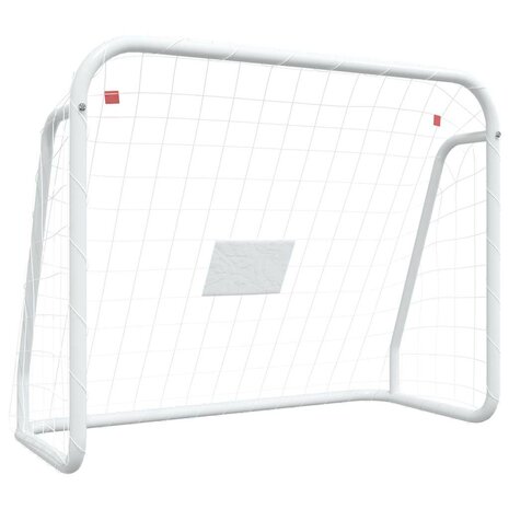 Voetbaldoel met net 125x96x60 cm staal en polyester wit 2