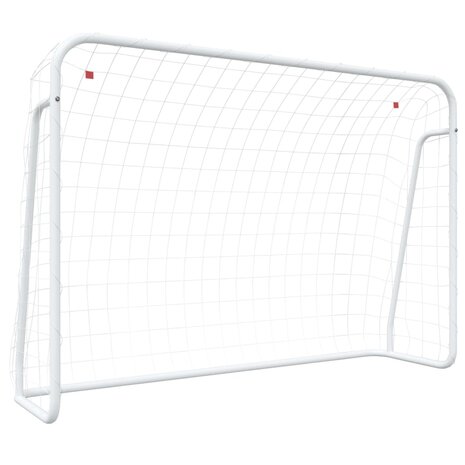 Voetbaldoel met net 214x75x152 cm staal en polyester wit 2