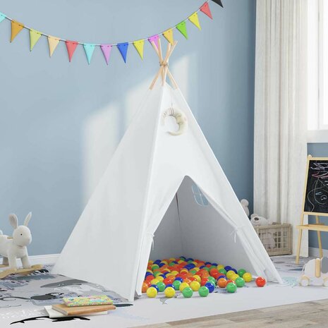 Tipi Tent Wit 120 x 120 x 150 cm Stof en Plastic 1