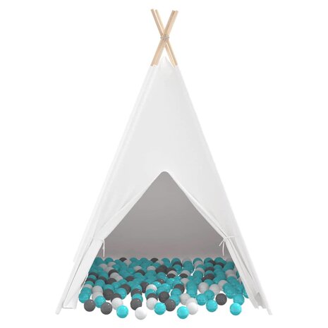 Tipi Tent Wit 120 x 120 x 150 cm Stof en Plastic 6