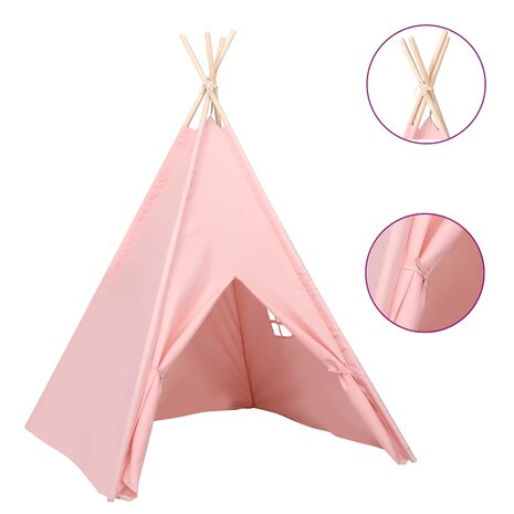 Kinder Tipi Tent met tas 120x120x150 cm peachskin roze 2