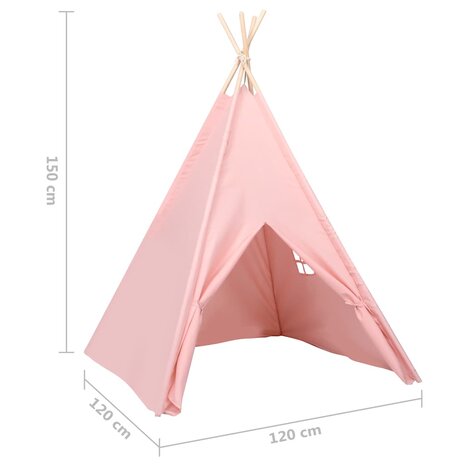 Kinder Tipi Tent met tas 120x120x150 cm peachskin roze 8