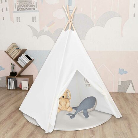 Kinder Tipi Tent met tas 120x120x150 cm peachskin wit 1