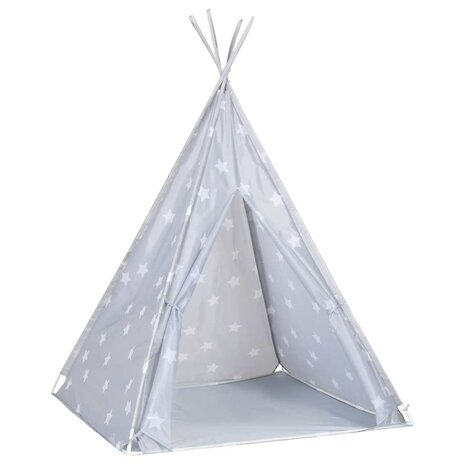 Kinder Tipi Tent met tas 115x115x160 cm polyester grijs 3
