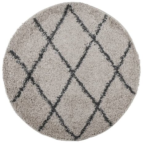 Vloerkleed PAMPLONA shaggy hoogpolig &Oslash; 80 cm beige antraciet 2