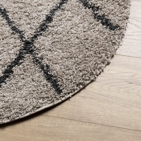 Vloerkleed PAMPLONA shaggy hoogpolig &Oslash; 80 cm beige antraciet 4