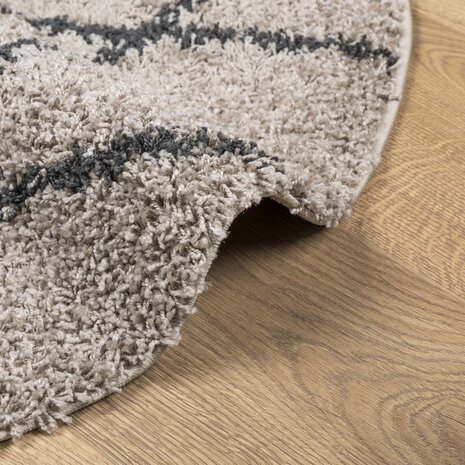 Vloerkleed PAMPLONA shaggy hoogpolig &Oslash; 80 cm beige antraciet 6