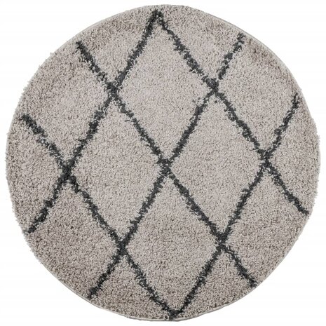 Vloerkleed PAMPLONA shaggy hoogpolig &Oslash; 100 cm beige antraciet 2
