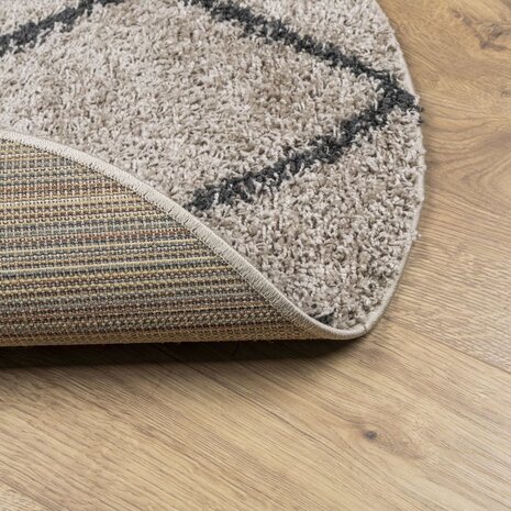 Vloerkleed PAMPLONA shaggy hoogpolig &Oslash; 100 cm beige antraciet 5