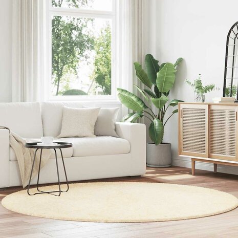 Hoogpolig vloerkleed NAVARRA 200x200 cm polyester cr&egrave;mekleurig 1