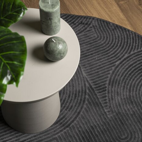 Vloerkleed IZA laagpolig Scandinavisch &Oslash; 80 cm antraciet 7