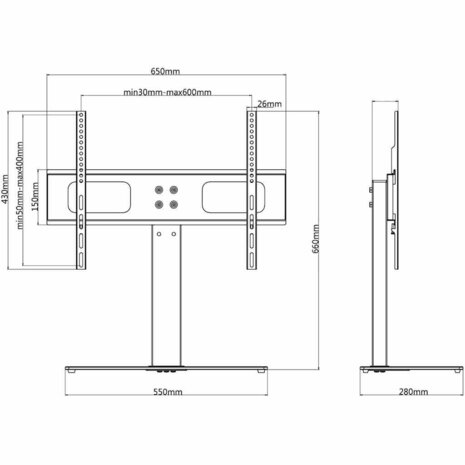 Tv-beugel met basis 600x400 mm 32"-70" 6