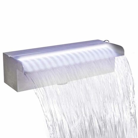 Zwembadwaterval met LED's rechthoekig 30 cm roestvrij staal 2