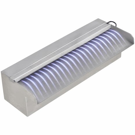Zwembadwaterval met LED's rechthoekig 30 cm roestvrij staal 6