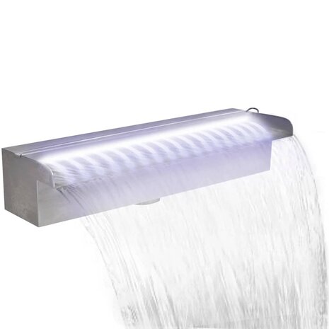 Zwembadwaterval met LED's rechthoekig 45 cm roestvrij staal 2