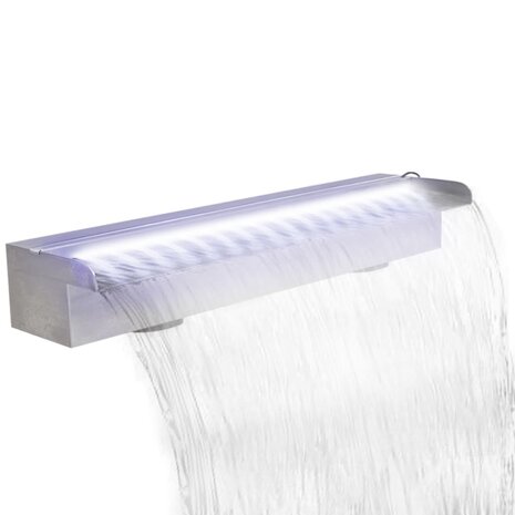 Zwembadwaterval met LED's rechthoekig 60 cm roestvrij staal 3