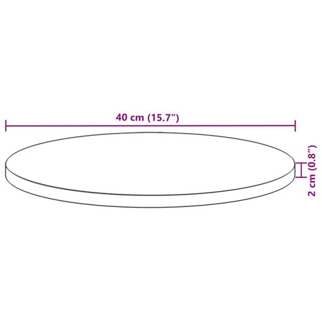 Tafelblad rond &Oslash; 40x2 cm massief acaciahout 9