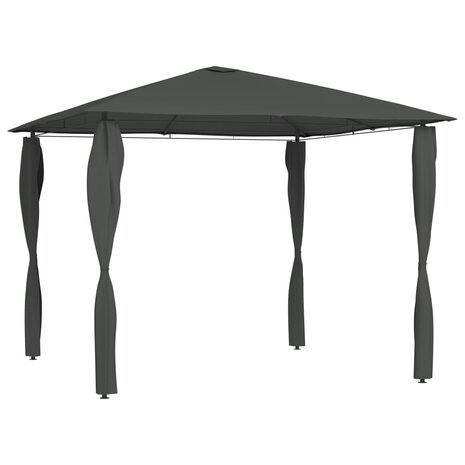 Prieel met paalhoezen 160 g/m&sup2; 3x3x2,6 m antracietkleurig 1