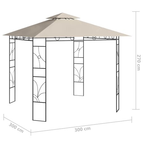 Prieel 160 g/m&sup2; 3x3x2,7 m cr&egrave;mekleurig 5