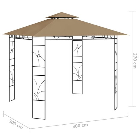 Prieel 160 g/m&sup2; 3x3x2,7 m taupe 5