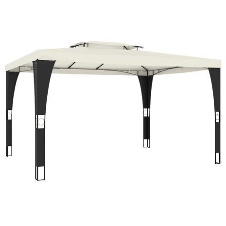 Prieel met dubbel dak 3,98x2,98 m staal cr&egrave;mekleurig 5