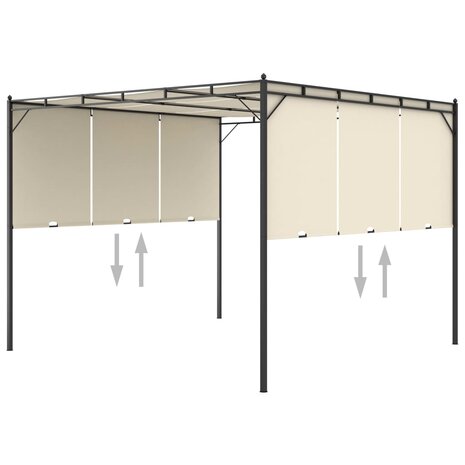 Tuinprieel met zijgordijn 3x3x2,25 m cr&egrave;me 5