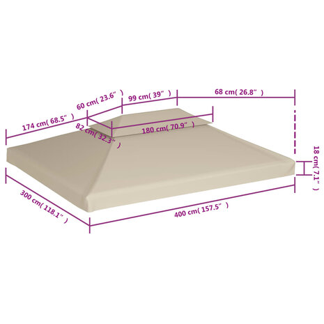 Vervangend tentdoek prieel 310 g/m&sup2; 3x4 m beige 6
